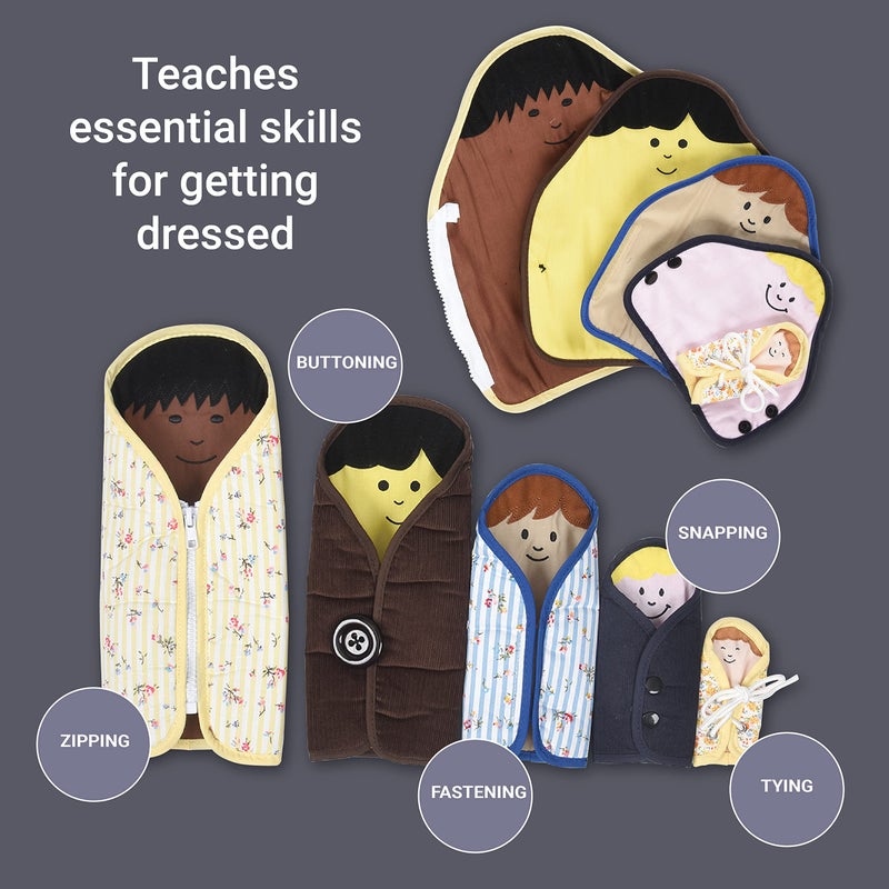 Constructive Playthings Cloth Nesting Dolls for Kids, Learning Toys with Clothing Fixtures Teaches Self-Dressing, Inclusive Diversity Dolls for Social Emotional Play, Toddler Toys for 2 Years & Up - Image 4